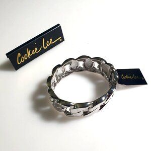 Cookie Lee Silver Tone Chain Link Bracelet 2.5 Inch Wide Diameter New With Tag